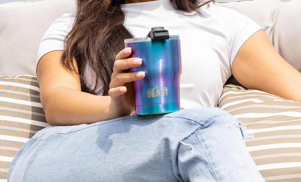 Beast 40 oz tumbler - Vacuum Insulated Tumbler with Straw - Leak Proof Stainless Steel Travel Mug - Double Wall Iced Coffee Cup - Reusable Water Bottle - Gifts for Mom, Women and Men (Rainbow)