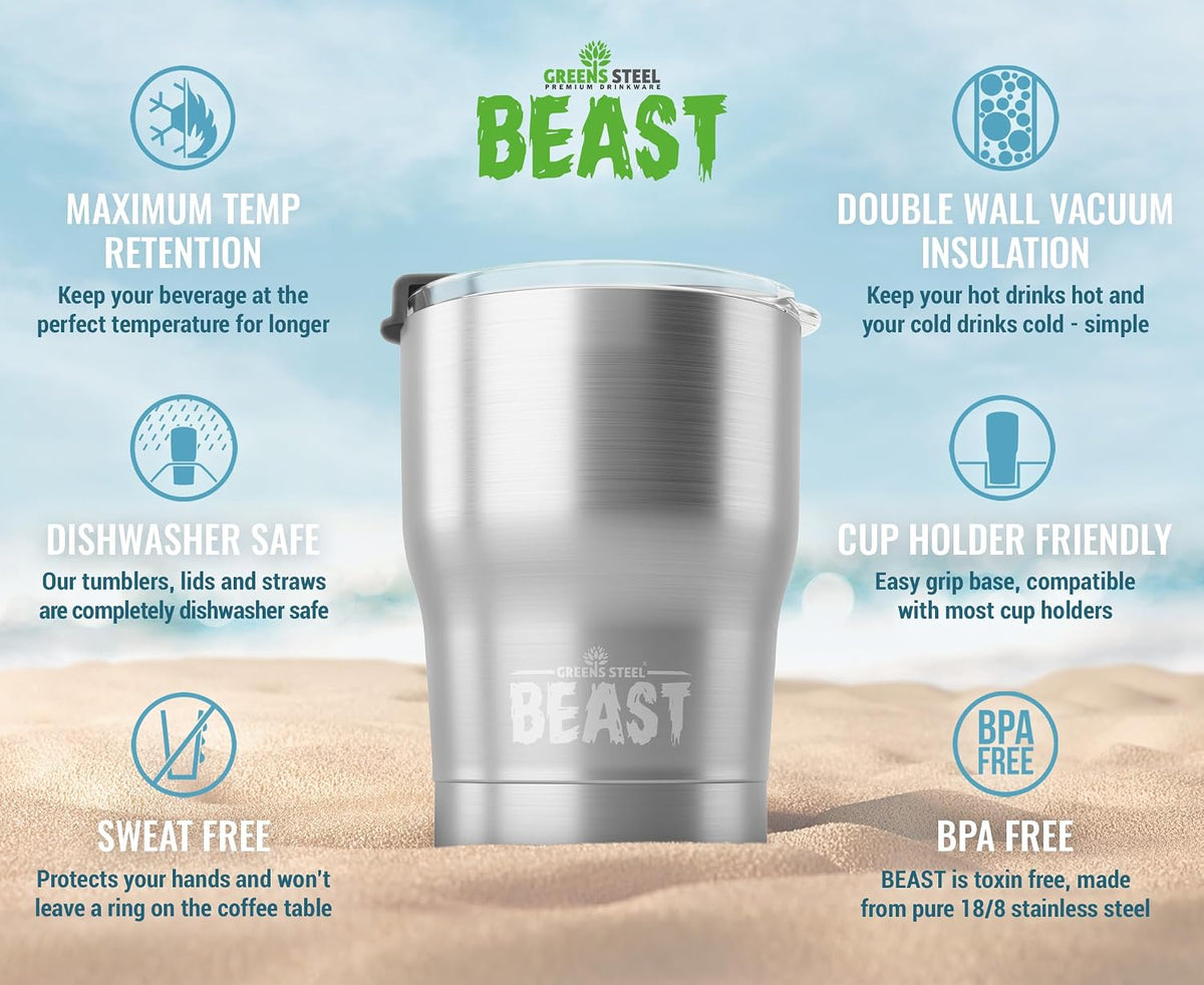 Beast 40 oz tumbler - Vacuum Insulated Tumbler with Straw - Leak Proof Stainless Steel Travel Mug - Double Wall Iced Coffee Cup - Reusable Water Bottle - Gifts for Mom, Women and Men (Rainbow)