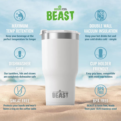 Beast 40 oz tumbler - Vacuum Insulated Tumbler with Straw - Leak Proof Stainless Steel Travel Mug - Double Wall Iced Coffee Cup - Reusable Water Bottle - Gifts for Mom, Women and Men (Rainbow)