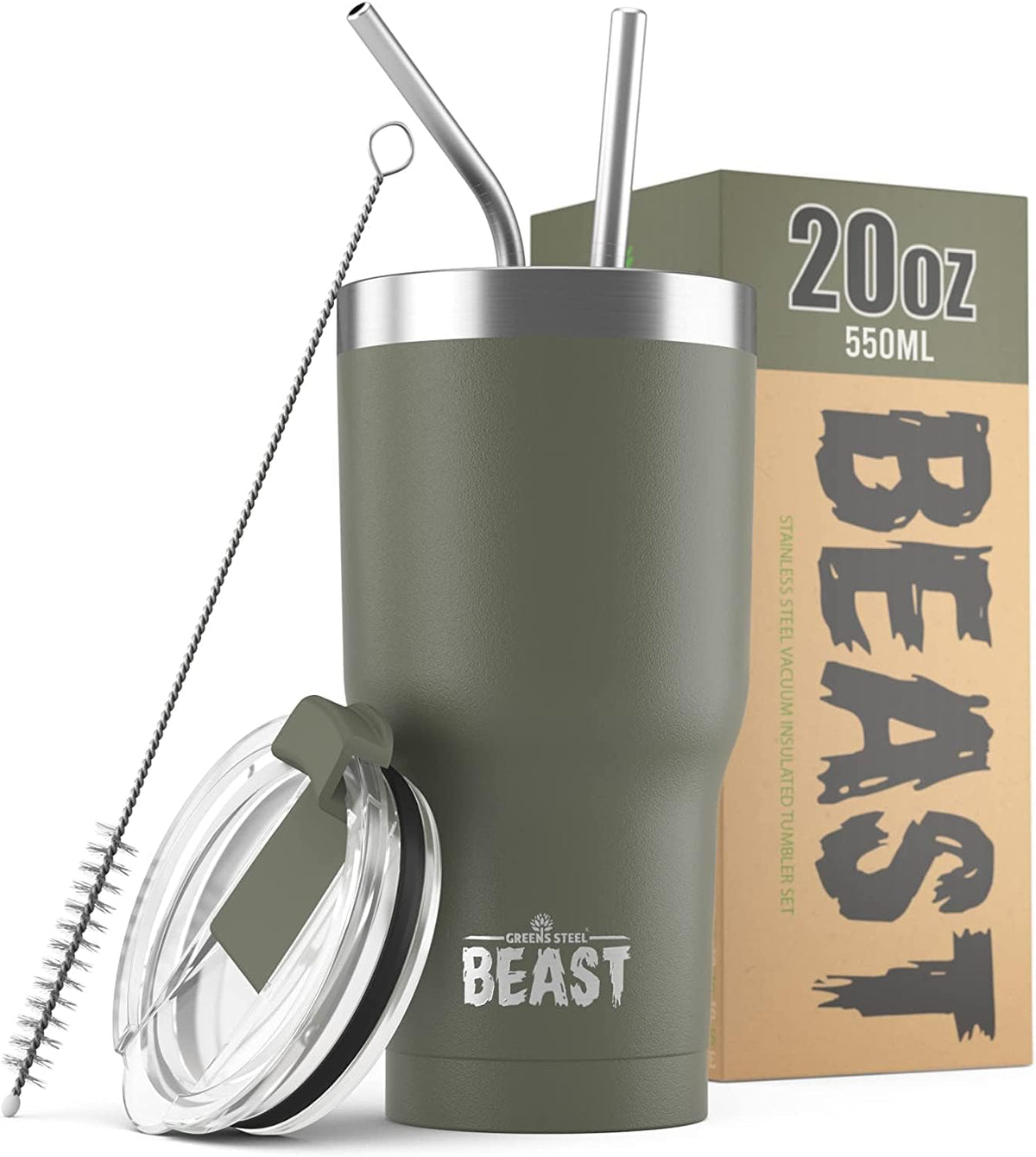 Beast 40 oz tumbler - Vacuum Insulated Tumbler with Straw - Leak Proof Stainless Steel Travel Mug - Double Wall Iced Coffee Cup - Reusable Water Bottle - Gifts for Mom, Women and Men (Rainbow)