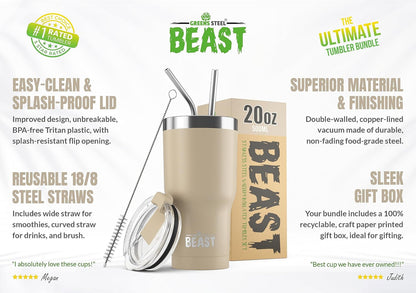 Beast 40 oz tumbler - Vacuum Insulated Tumbler with Straw - Leak Proof Stainless Steel Travel Mug - Double Wall Iced Coffee Cup - Reusable Water Bottle - Gifts for Mom, Women and Men (Rainbow)
