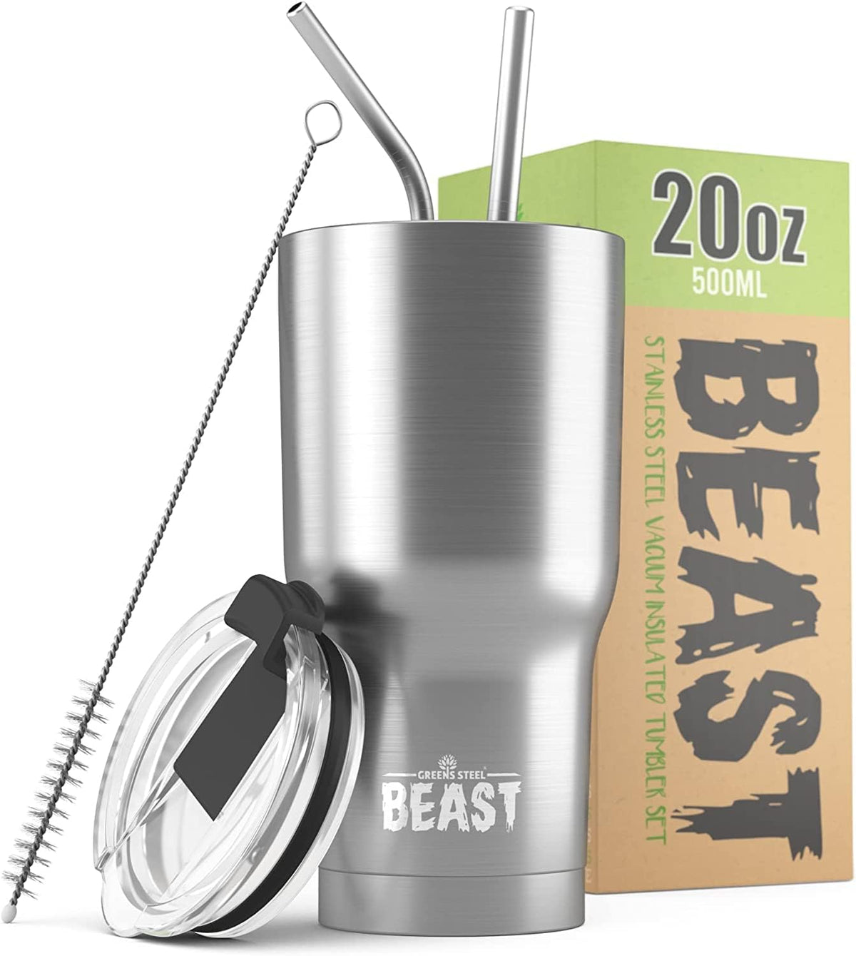 Beast 40 oz tumbler - Vacuum Insulated Tumbler with Straw - Leak Proof Stainless Steel Travel Mug - Double Wall Iced Coffee Cup - Reusable Water Bottle - Gifts for Mom, Women and Men (Rainbow)