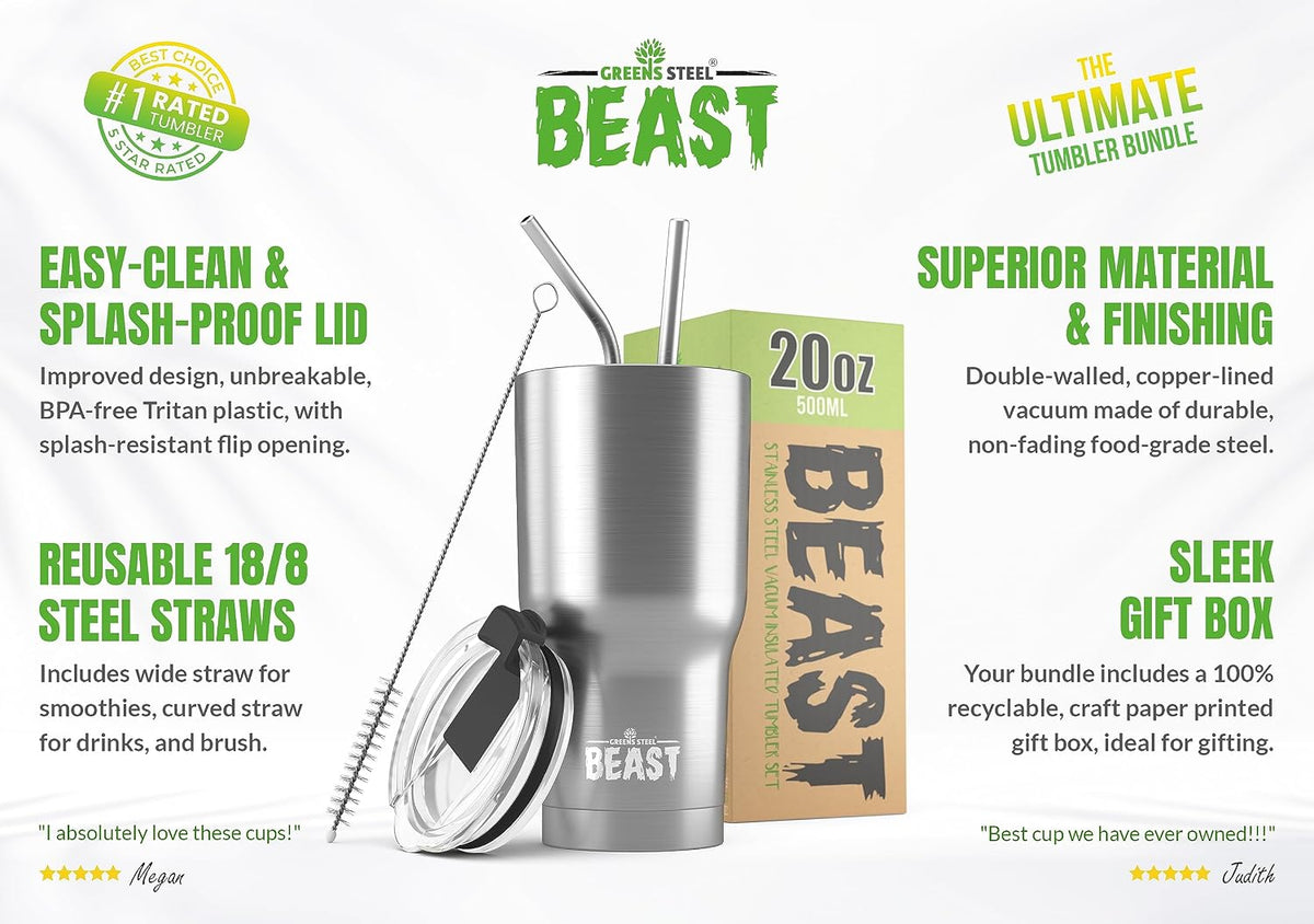 Beast 40 oz tumbler - Vacuum Insulated Tumbler with Straw - Leak Proof Stainless Steel Travel Mug - Double Wall Iced Coffee Cup - Reusable Water Bottle - Gifts for Mom, Women and Men (Rainbow)