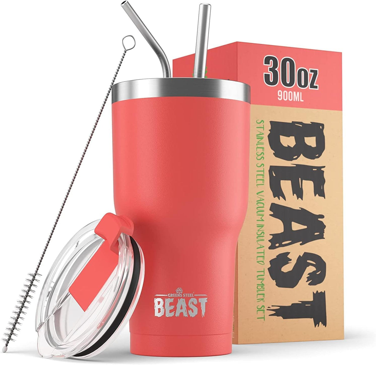 Beast 40 oz tumbler - Vacuum Insulated Tumbler with Straw - Leak Proof Stainless Steel Travel Mug - Double Wall Iced Coffee Cup - Reusable Water Bottle - Gifts for Mom, Women and Men (Rainbow)