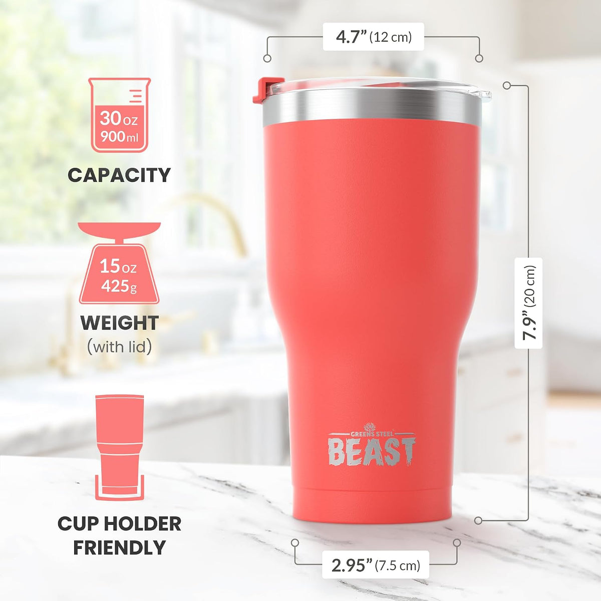 Beast 40 oz tumbler - Vacuum Insulated Tumbler with Straw - Leak Proof Stainless Steel Travel Mug - Double Wall Iced Coffee Cup - Reusable Water Bottle - Gifts for Mom, Women and Men (Rainbow)