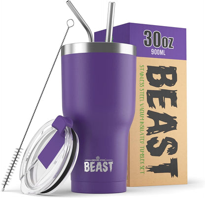 Beast 40 oz tumbler - Vacuum Insulated Tumbler with Straw - Leak Proof Stainless Steel Travel Mug - Double Wall Iced Coffee Cup - Reusable Water Bottle - Gifts for Mom, Women and Men (Rainbow)
