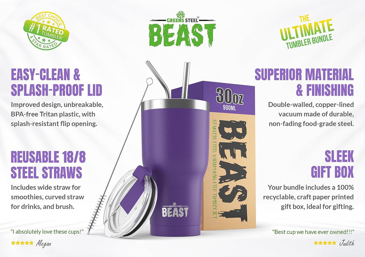 Beast 40 oz tumbler - Vacuum Insulated Tumbler with Straw - Leak Proof Stainless Steel Travel Mug - Double Wall Iced Coffee Cup - Reusable Water Bottle - Gifts for Mom, Women and Men (Rainbow)