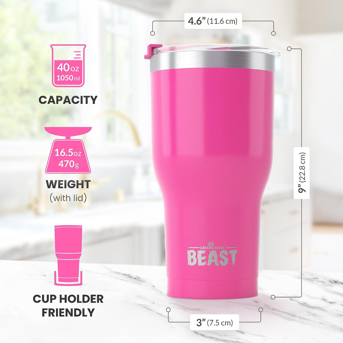 Beast 40 oz tumbler - Vacuum Insulated Tumbler with Straw - Leak Proof Stainless Steel Travel Mug - Double Wall Iced Coffee Cup - Reusable Water Bottle - Gifts for Mom, Women and Men (Rainbow)