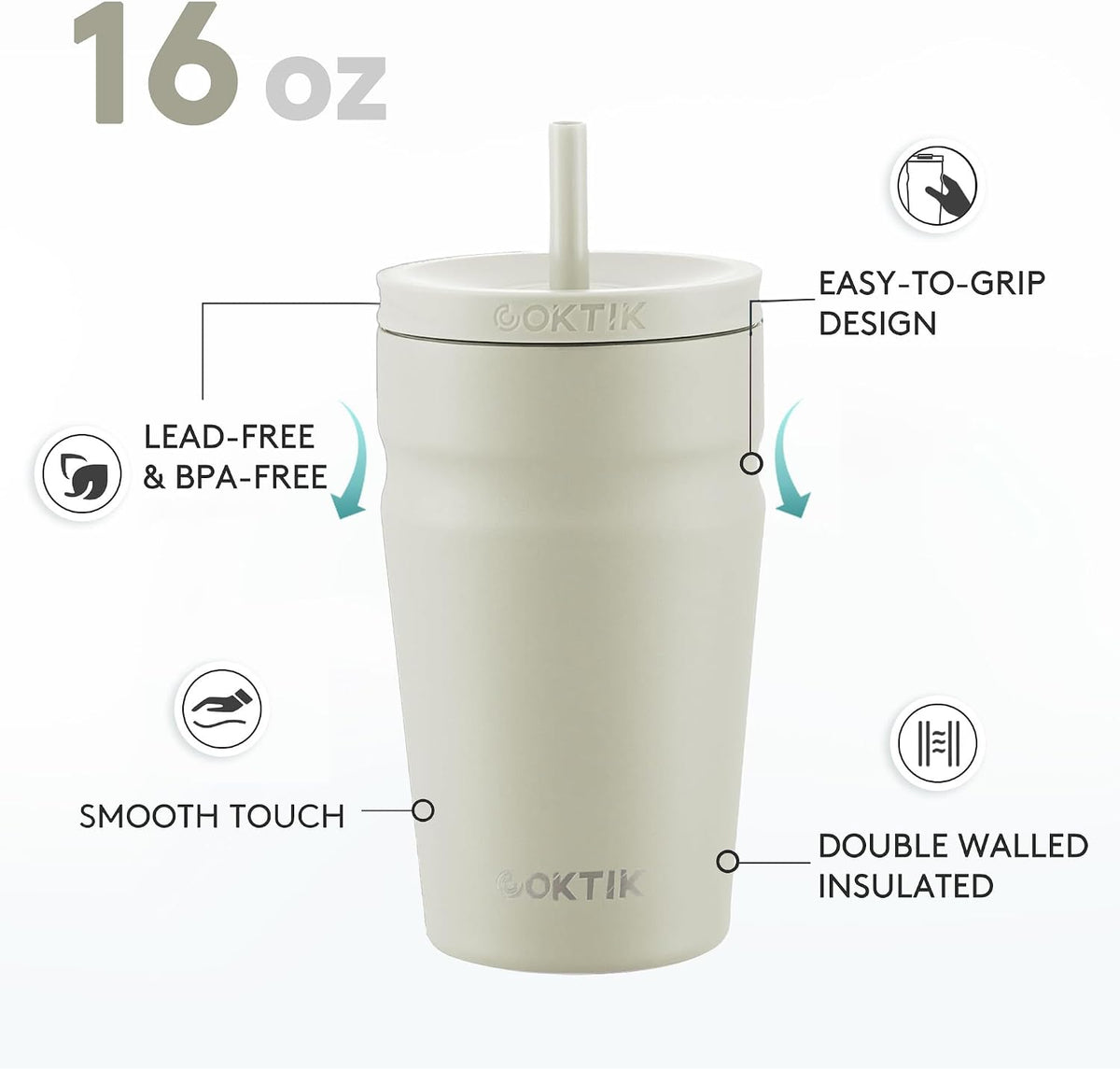 24oz Insulated Tumbler with Lid and Straw Iced Coffee Cup Reusable Stainless Steel Travel Mug Water Bottle Cupholder Friendly for Women Men Her Him (Bay Leaf)