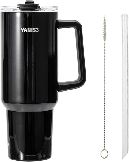 39 oz Stainless Steel Car Cup, Mug with Straw, Large Capacity Insulated Tumbler with Handle, Double-Wall Vacuum Thermal Cupwith Leak-Proof Lid, Perfect Use for Camping, Car, Office (Pink)