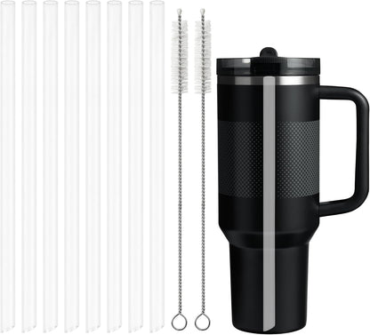 Replacement Straws Compatible with 40 oz Stanley Quencher ProTour Flip Straw Tumbler with Leakproof Lid, 8 Pack Reusable Drinking Straws with 2 Cleaning Brushes