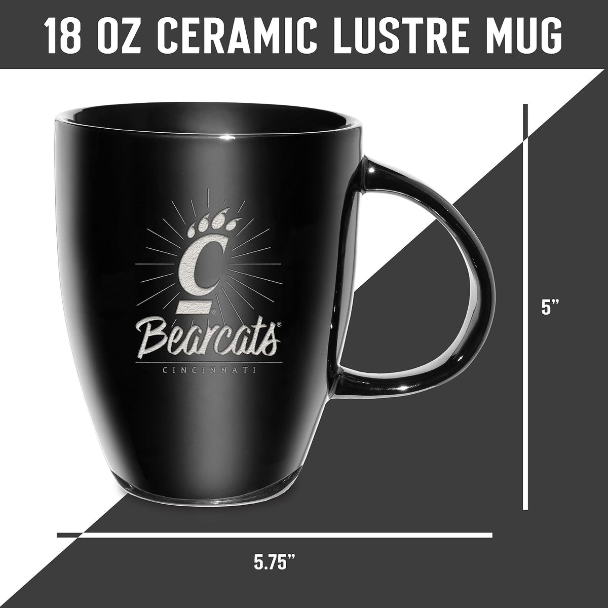 NCAA 18oz Laser Engraved Ceramic Lustre Mug - Coffee-Tea - Colors C
