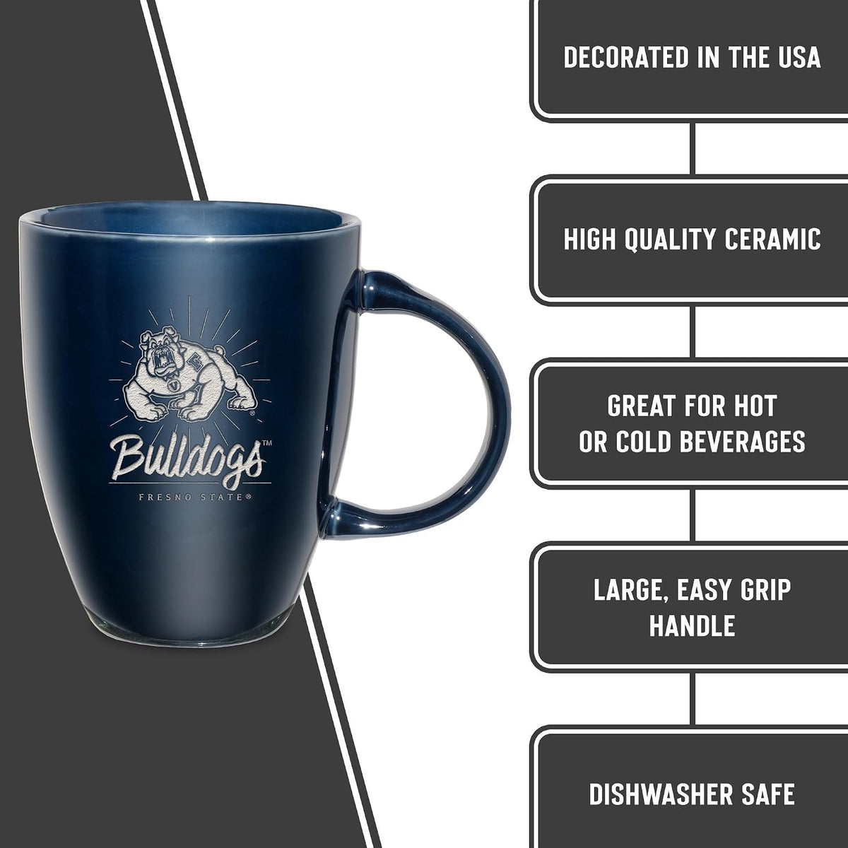 NCAA 18oz Laser Engraved Ceramic Lustre Mug - Coffee-Tea - Colors C