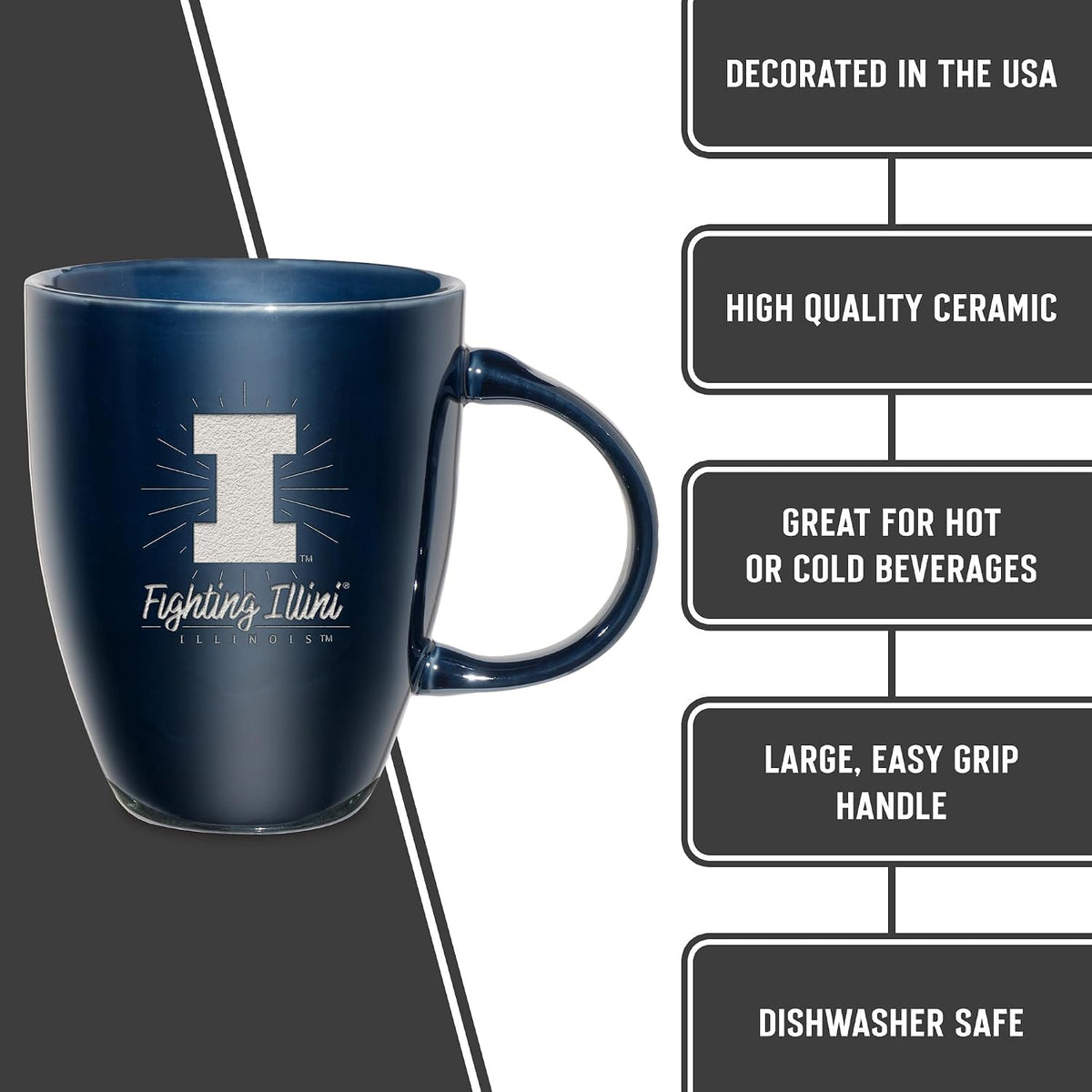 NCAA 18oz Laser Engraved Ceramic Lustre Mug - Coffee-Tea - Colors C