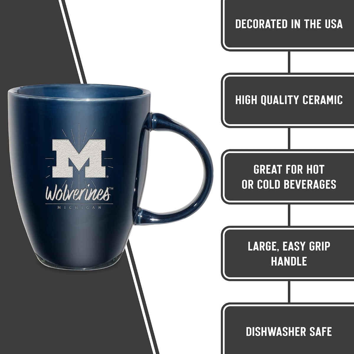 NCAA 18oz Laser Engraved Ceramic Lustre Mug - Coffee-Tea - Colors C