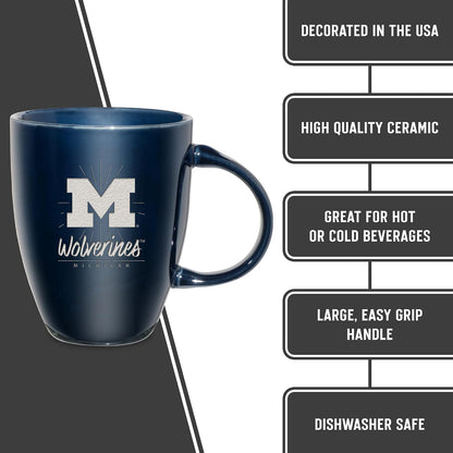 NCAA 18oz Laser Engraved Ceramic Lustre Mug - Coffee-Tea - Colors C