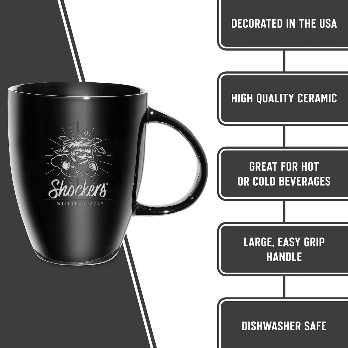 NCAA 18oz Laser Engraved Ceramic Lustre Mug - Coffee-Tea - Colors C