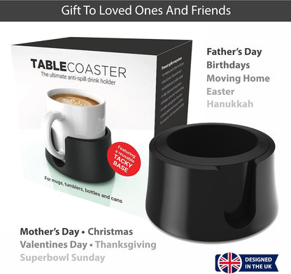 TableCoaster - Original Anti-Spill Table and Desk Cup Holder, Glacier White - RV and Boat Drink Holder, A Tip-Proof Coaster with Tacky Base and Walled Profile to Prevent Spilled Drinks