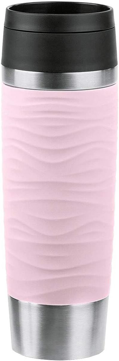 Travel Mug 500 ml Wave Thermal Mug, Comfort Screw Cap, Coffee Mug to Go, Stainless Steel, 6 Hours Hot and 12 Hours Cold, 100% Leak-Proof, Dishwasher Safe, 360° Drinking Opening, Pastel Blue