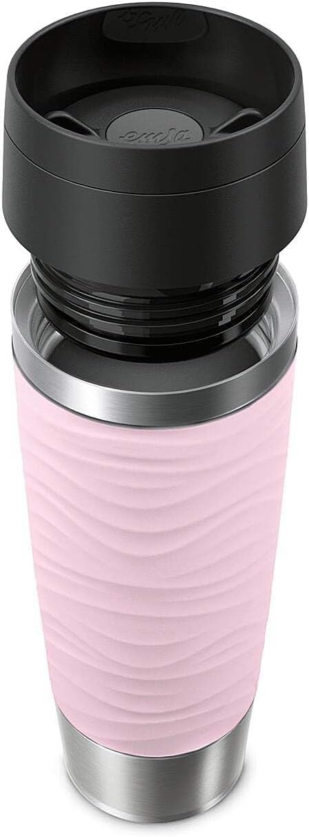 Travel Mug 500 ml Wave Thermal Mug, Comfort Screw Cap, Coffee Mug to Go, Stainless Steel, 6 Hours Hot and 12 Hours Cold, 100% Leak-Proof, Dishwasher Safe, 360° Drinking Opening, Pastel Blue