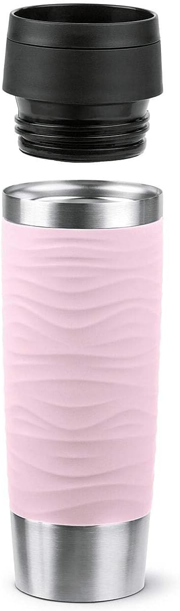 Travel Mug 500 ml Wave Thermal Mug, Comfort Screw Cap, Coffee Mug to Go, Stainless Steel, 6 Hours Hot and 12 Hours Cold, 100% Leak-Proof, Dishwasher Safe, 360° Drinking Opening, Pastel Blue