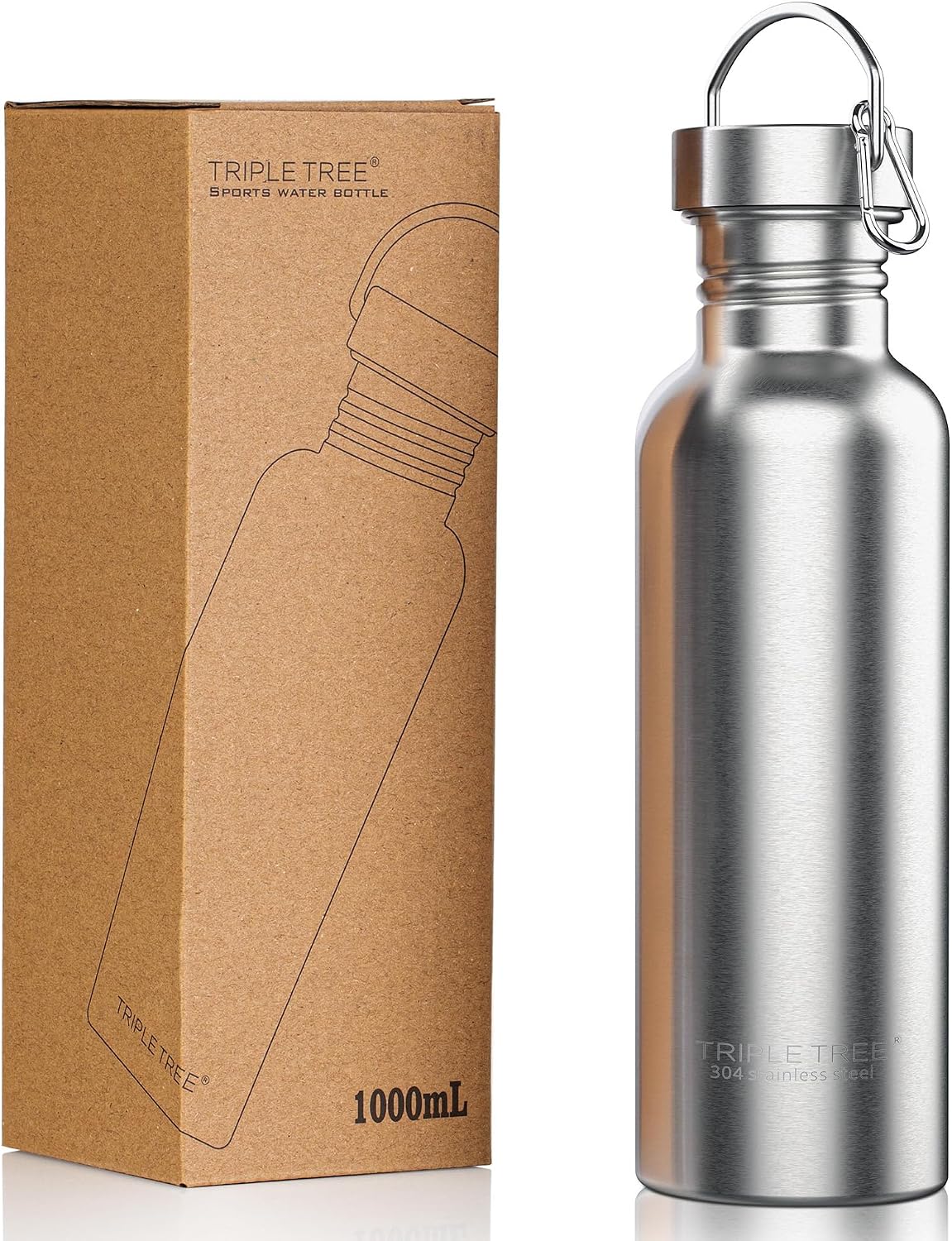 34 OZ Uninsulated Single Walled Stainless Steel Sports Water Bottle 18/8 Food Grade for Cyclists, Runners, Hikers, Beach Goers, Picnics, Camping - BPA Free