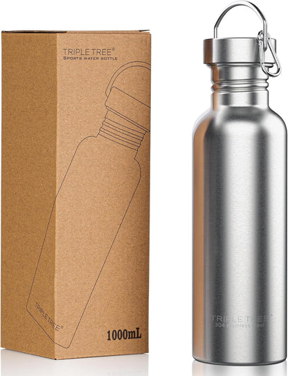 34 OZ Uninsulated Single Walled Stainless Steel Sports Water Bottle 18/8 Food Grade for Cyclists, Runners, Hikers, Beach Goers, Picnics, Camping - BPA Free