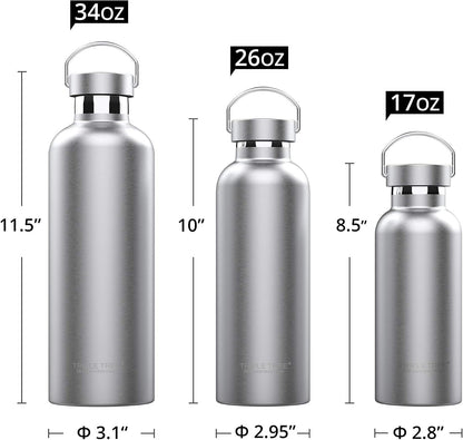 34 OZ Uninsulated Single Walled Stainless Steel Sports Water Bottle 18/8 Food Grade for Cyclists, Runners, Hikers, Beach Goers, Picnics, Camping - BPA Free