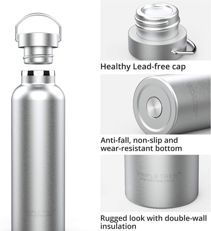 34 OZ Uninsulated Single Walled Stainless Steel Sports Water Bottle 18/8 Food Grade for Cyclists, Runners, Hikers, Beach Goers, Picnics, Camping - BPA Free