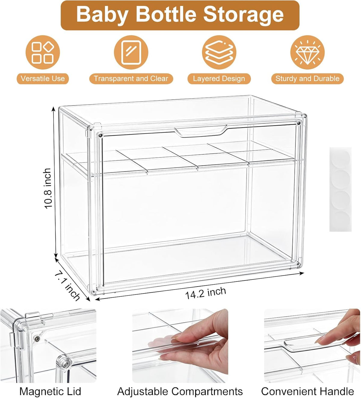 Baby Bottle Organizer – 3 Tier Bottle Storage Organizer Baby for Nipples, Pump Parts, Food Jars – Clear Acrylic Bottle Station Organizer for Countertop and Kitchen, Gifts for New Mom