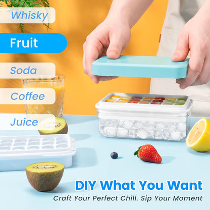 Ice Cube Tray with Lid and Bin, Easy Release 56 Cubes for Freezer