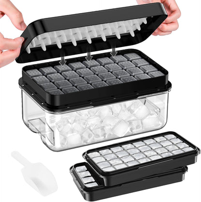 Ice Cube Tray with Lid and Bin, Easy Release 56 Cubes for Freezer