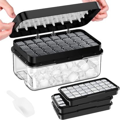 Ice Cube Tray with Lid and Bin, Easy Release 56 Cubes for Freezer