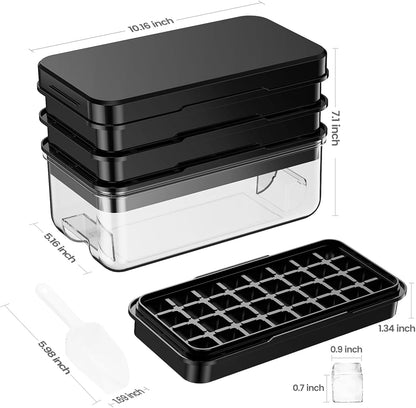 Ice Cube Tray with Lid and Bin, Easy Release 56 Cubes for Freezer