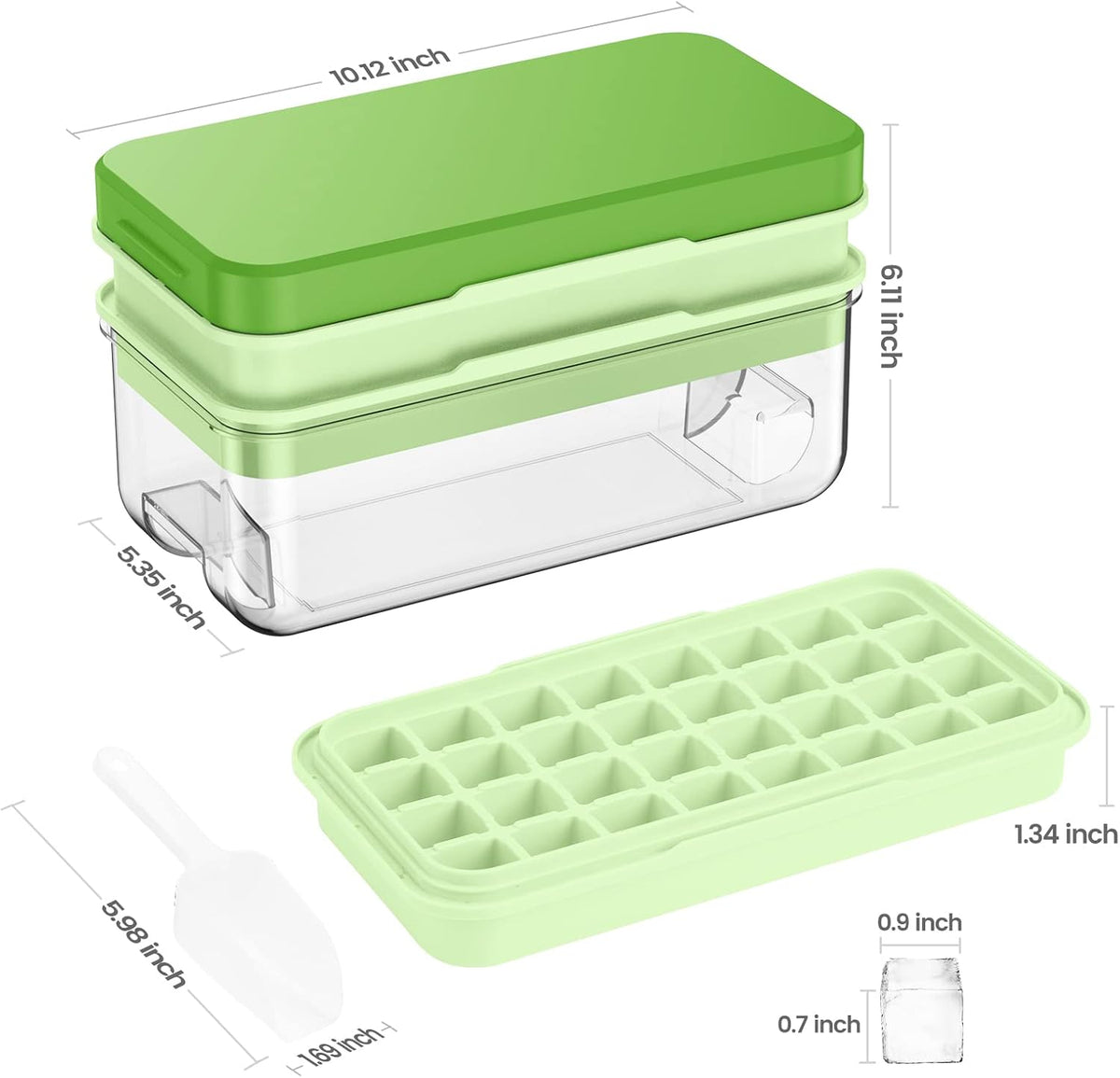 Ice Cube Tray with Lid and Bin, Easy Release 56 Cubes for Freezer