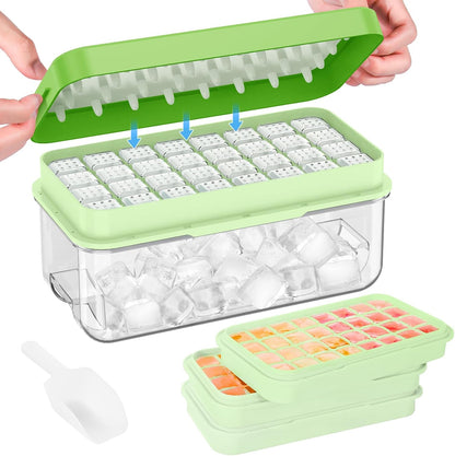Ice Cube Tray with Lid and Bin, Easy Release 56 Cubes for Freezer