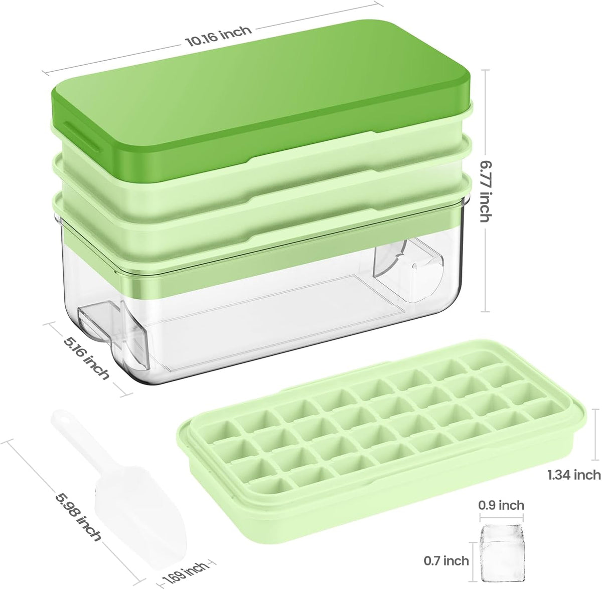 Ice Cube Tray with Lid and Bin, Easy Release 56 Cubes for Freezer