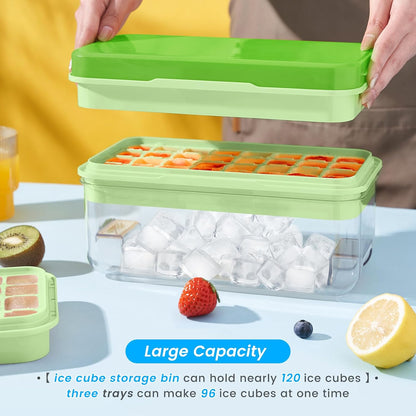 Ice Cube Tray with Lid and Bin, Easy Release 56 Cubes for Freezer