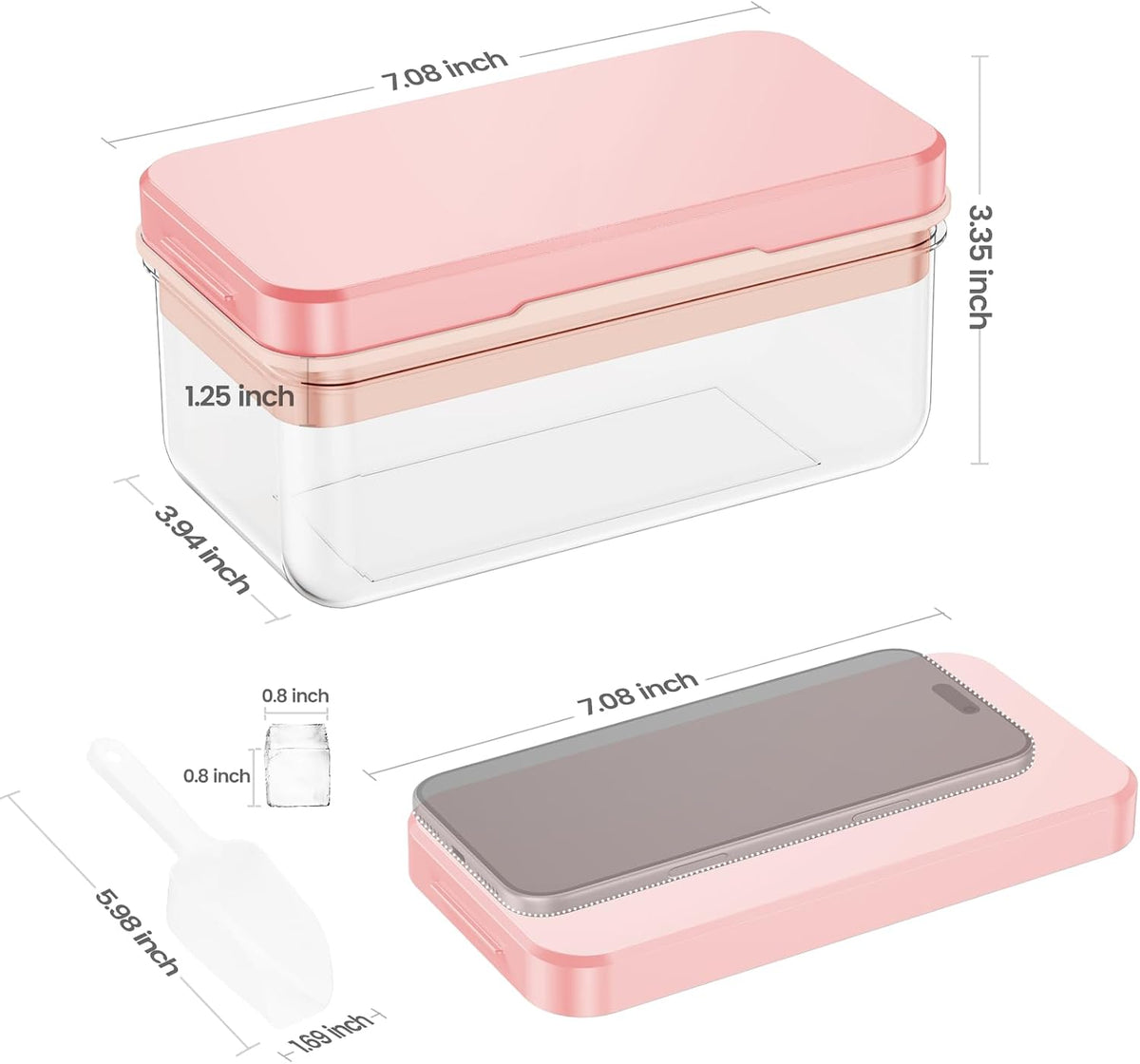 Ice Cube Tray with Lid and Bin, Easy Release 56 Cubes for Freezer