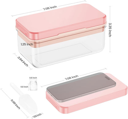 Ice Cube Tray with Lid and Bin, Easy Release 56 Cubes for Freezer