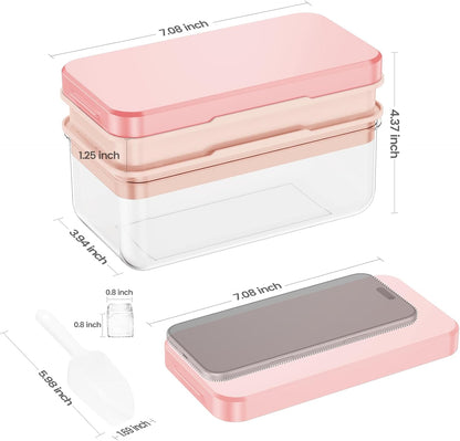 Ice Cube Tray with Lid and Bin, Easy Release 56 Cubes for Freezer