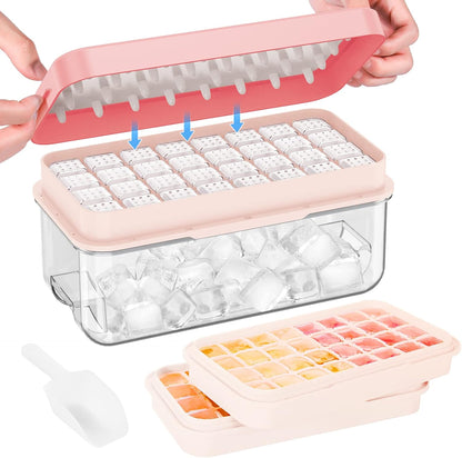 Ice Cube Tray with Lid and Bin, Easy Release 56 Cubes for Freezer