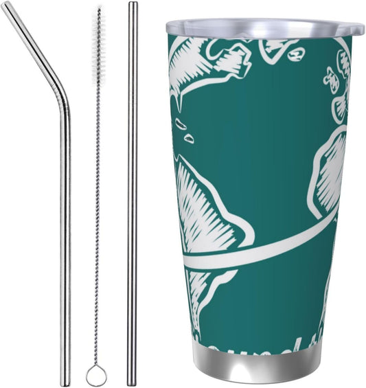 Travel Around the World 1 for 20oz Car Cup Holder, Insulated Coffee Mug with Lid and Handle, Leak-Proof Spill Proof Travel Tumbler for Vehicle, Fits Most Auto Cup Holders