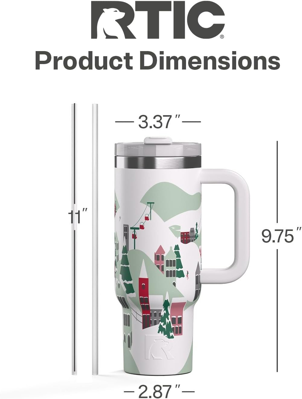 30 oz Road Trip Tumbler Double-Walled Insulated Stainless Steel Portable Travel Coffee Mug Cup with Lid, Handle and Straw, Midnight Dust Metallic - Colors A
