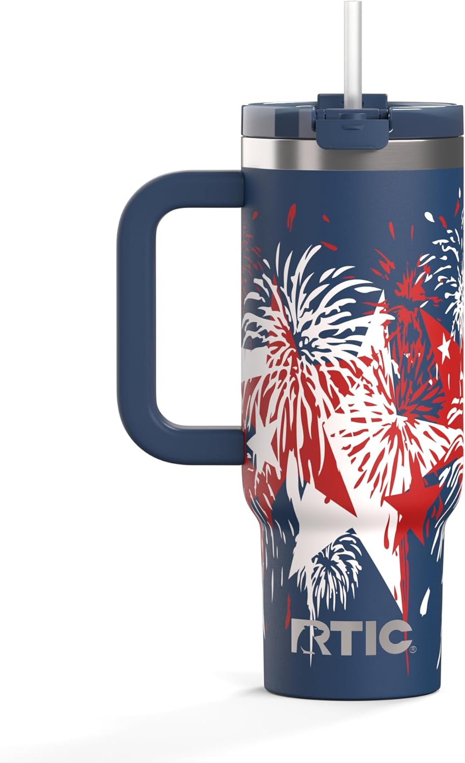 30 oz Road Trip Tumbler Double-Walled Insulated Stainless Steel Portable Travel Coffee Mug Cup with Lid, Handle and Straw, Midnight Dust Metallic - Colors A