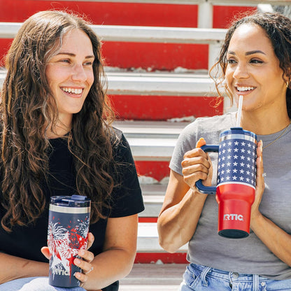 30 oz Road Trip Tumbler Double-Walled Insulated Stainless Steel Portable Travel Coffee Mug Cup with Lid, Handle and Straw, Midnight Dust Metallic - Colors A