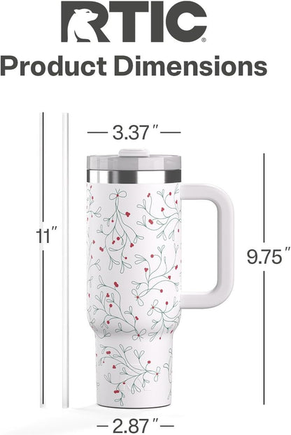 30 oz Road Trip Tumbler Double-Walled Insulated Stainless Steel Portable Travel Coffee Mug Cup with Lid, Handle and Straw, Midnight Dust Metallic - Colors A