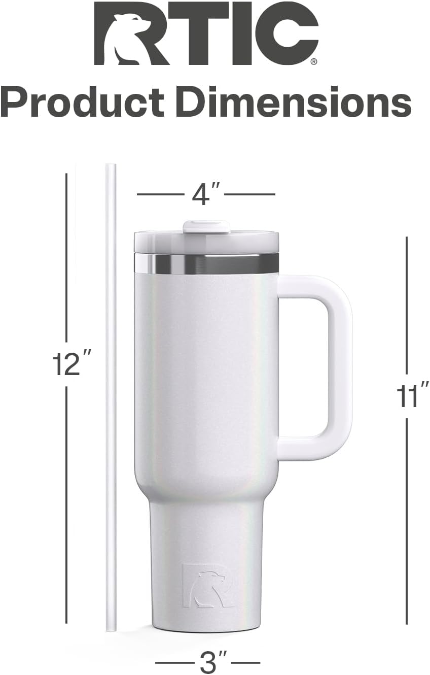 30 oz Road Trip Tumbler Double-Walled Insulated Stainless Steel Portable Travel Coffee Mug Cup with Lid, Handle and Straw, Midnight Dust Metallic - Colors A