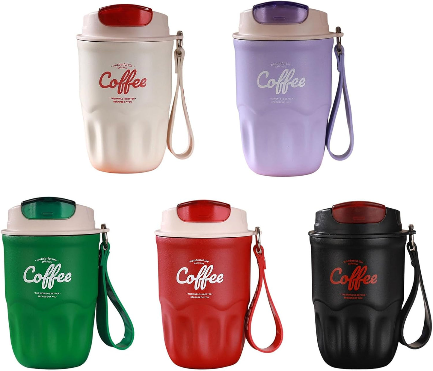 Vacuum Flask, Insulated Coffee Tumbler, Travel Coffee Mug, Stainless Steel Water Bottle with Sip Lid Carry Strap and Optional Temperature Display for Office Car Commutes 9x15cm 1Piece