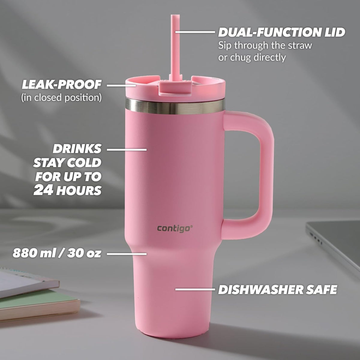 Streeterville 40oz Tumbler, Stainless Steel Vacuum Insulated, Leak-Proof, Cold for 29 Hours, Reef